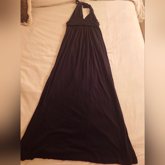 EUC Long Black SPLENDID Halter Maxi Dress S Soft Modal Backless Flowy Altered - Picture 6 of 11
